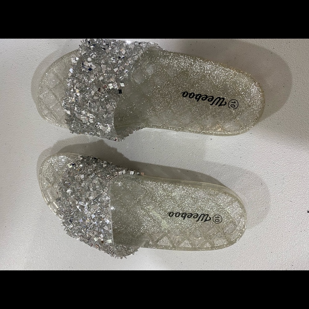 Clear silver sandals